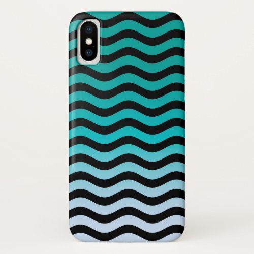 Wavy Turquoise Stripes iPhone XS Case