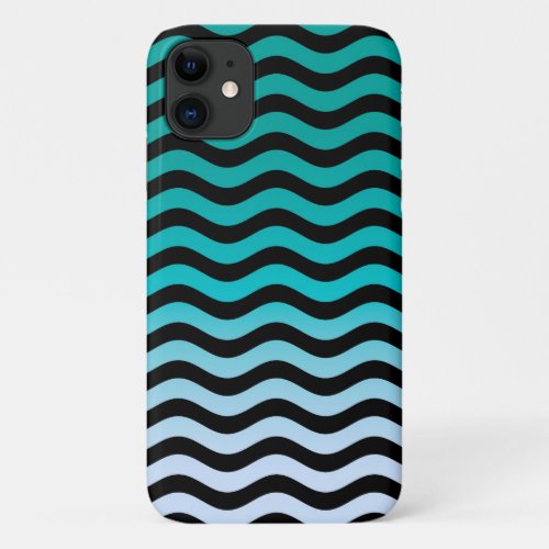 Wavy Turquoise Stripes iPhone 11 Case