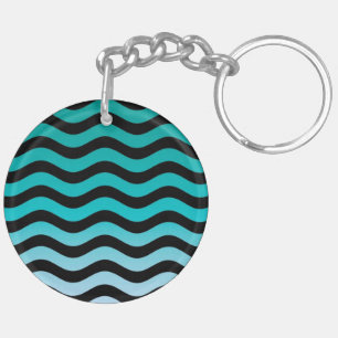 Wavy Turquoise Stripes Keychain