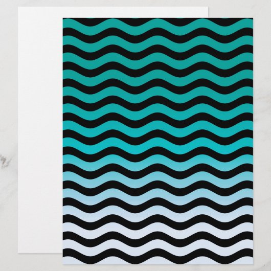 Wavy Turquoise Stripes Pattern (Front/Back)