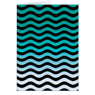 Wavy Turquoise Stripes Pattern Cards