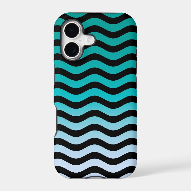 Wavy Turquoise Stripes Pattern Iphone Case (Back)