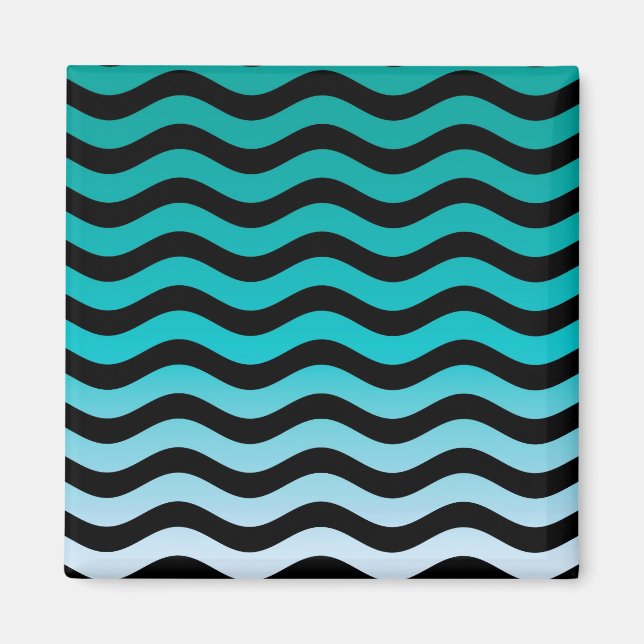 Wavy Turquoise Stripes Pattern Magnet (Front)