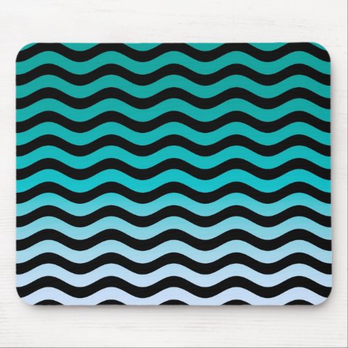 Wavy Turquoise Stripes Pattern Mouse Pad