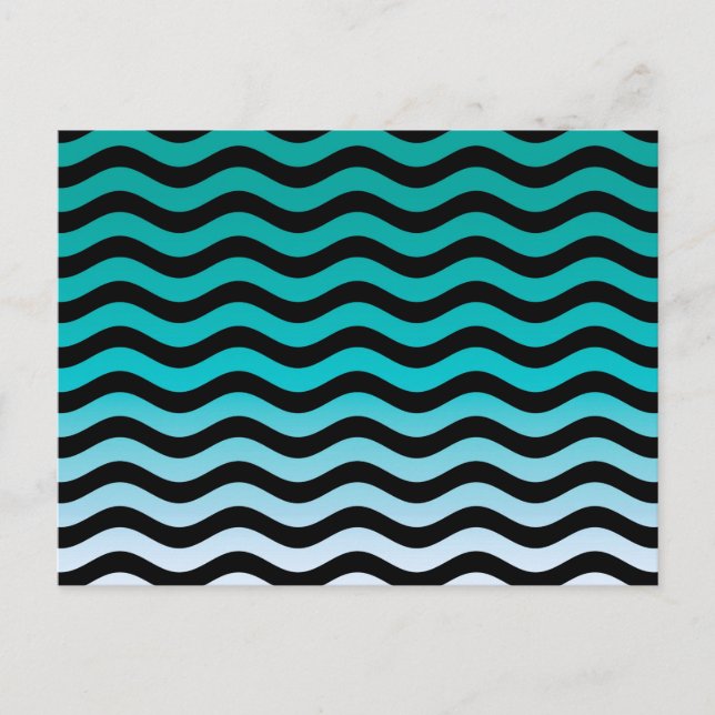 Wavy Turquoise Stripes Pattern Postcard (Front)