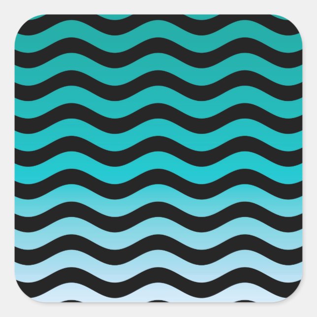 Wavy Turquoise Stripes Square Sticker (Front)