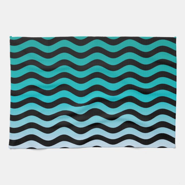 Wavy Turquoise Stripes Towel (Horizontal)