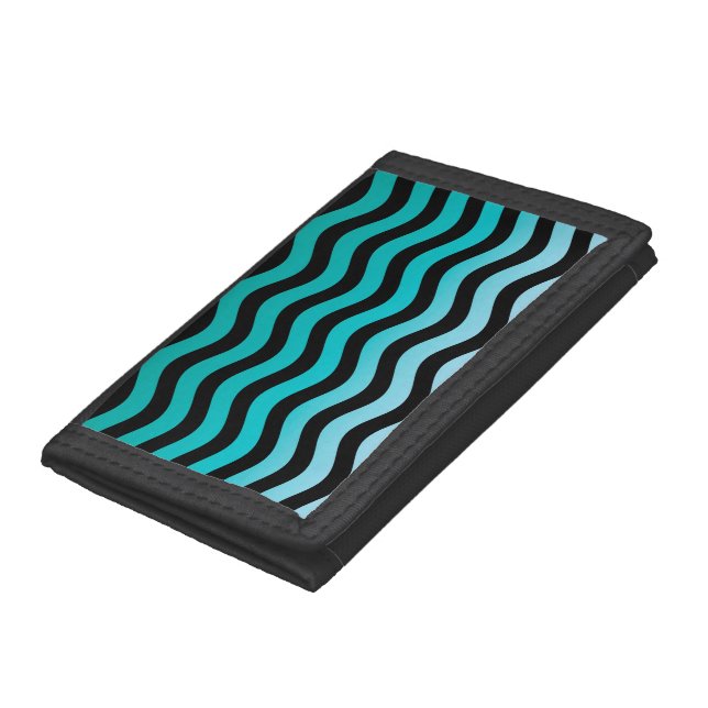 Wavy Turquoise Stripes Trifold Wallet (Bottom)