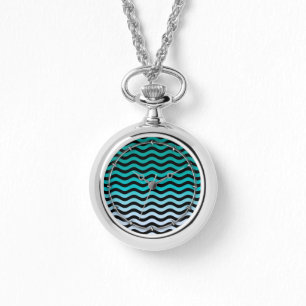 Wavy Turquoise Stripes Watch