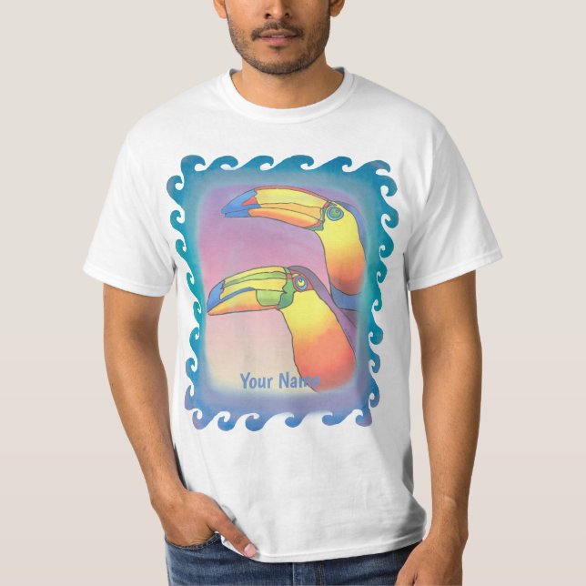 Wavy Two Toucans  T-Shirt (Front)