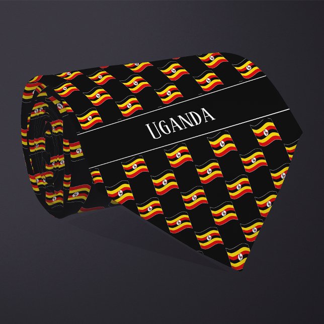 Wavy Uganda Flag Pattern  Neck Tie (Creator Uploaded)