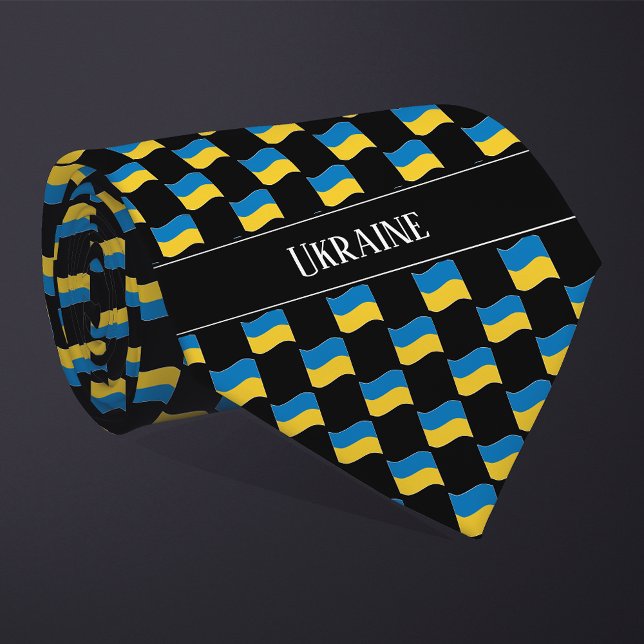 Wavy Ukraine Flag Pattern  Neck Tie (Creator Uploaded)