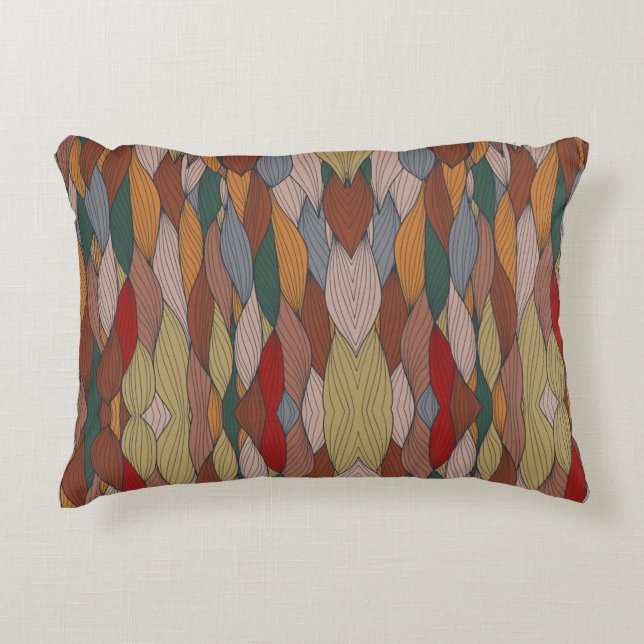 Wavy Unique Pattern with Pink Orange Brown Green   Accent Pillow (Front)