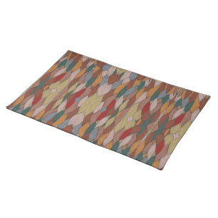 Wavy Unique Pattern with Pink Orange Brown Green Cloth Placemat