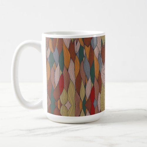Wavy Unique Pattern with Pink Orange Brown Green  Coffee Mug