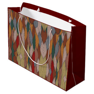 Wavy Unique Pattern with Pink Orange Brown Green Large Gift Bag