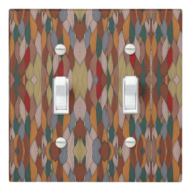 Wavy Unique Pattern with Pink Orange Brown Green   Light Switch Cover (In Situ)