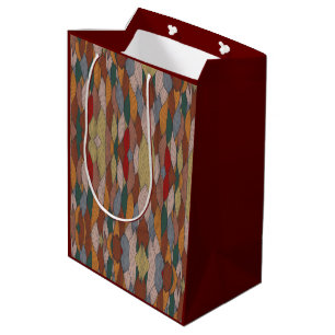 Wavy Unique Pattern with Pink Orange Brown Green Medium Gift Bag