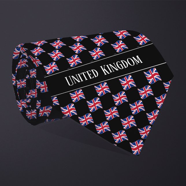 Wavy United Kingdom Flag Pattern  Neck Tie (Creator Uploaded)
