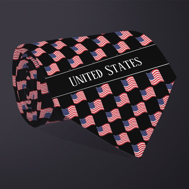 Wavy United States Flag Pattern  Neck Tie (Creator Uploaded)