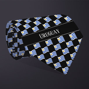 Wavy Uruguay Flag Pattern Neck Tie
