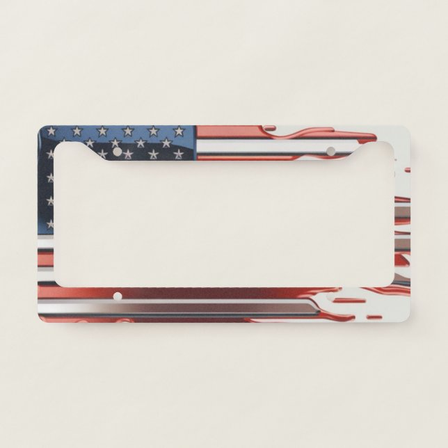 Wavy US Flag - American Flag License Plate Frame (Front)