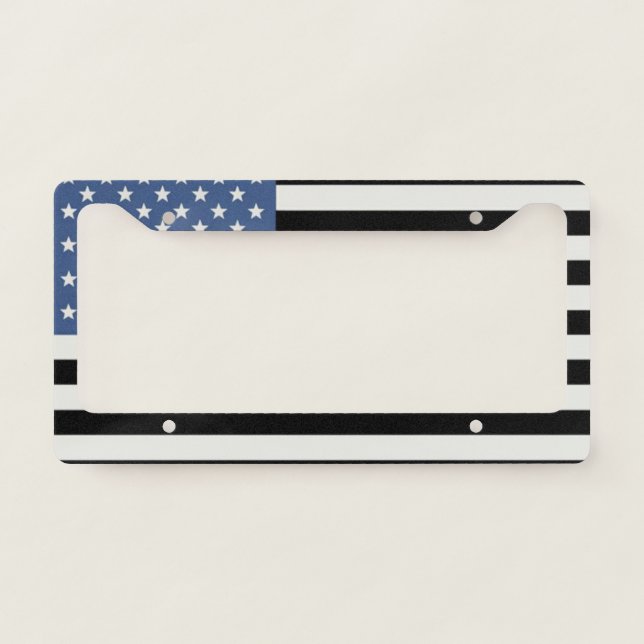Wavy US Flag - Black American Flag License Plate Frame (Front)