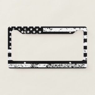 Wavy US Flag - Black American Flag License Plate Frame
