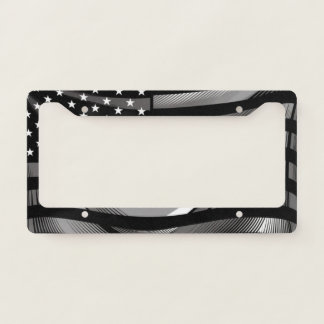 Wavy US Flag - Black American Flag License Plate Frame