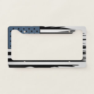Wavy US Flag - Black American Flag License Plate Frame