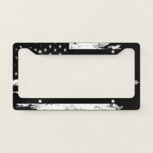 Wavy US Flag - Black American Flag License Plate Frame