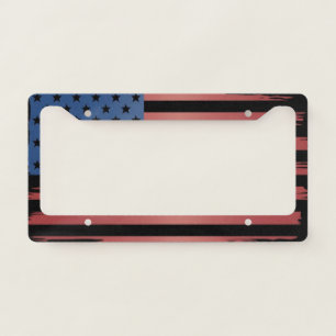 Wavy US Flag - Black American Flag License Plate Frame