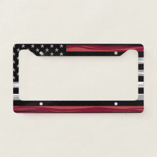 Wavy US Flag - Black American Flag License Plate Frame