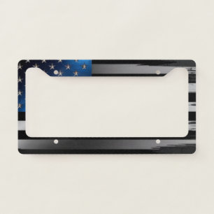 Wavy US Flag - Black American Flag License Plate Frame