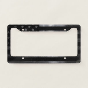 Wavy US Flag - Black American Flag License Plate Frame
