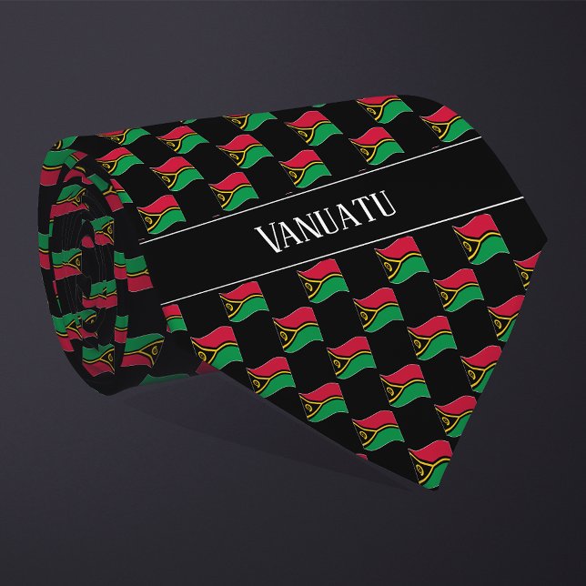 Wavy Vanuatu Flag Pattern  Neck Tie (Creator Uploaded)