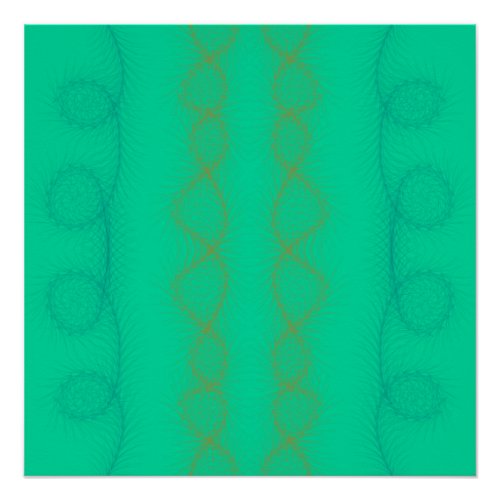 Wavy vertical lines on green background  poster