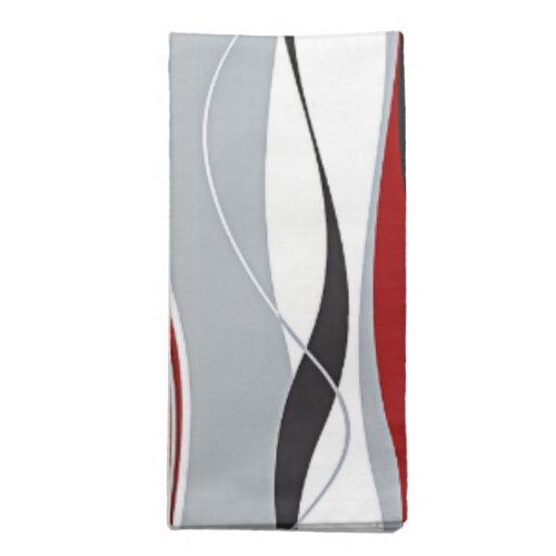 Wavy Vertical Stripes Red Black White  Grey Cloth Napkin