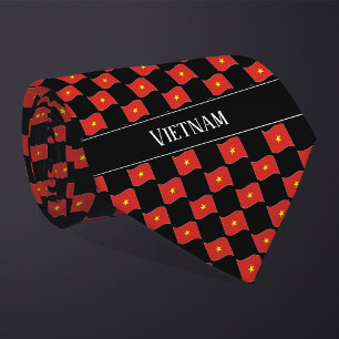 Wavy Vietnam Flag Pattern  Neck Tie