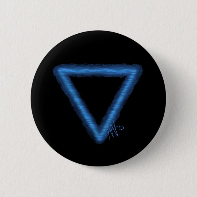 Wavy Water Element Alchemy Symbol Button (Front)