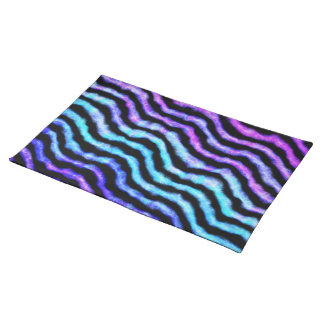 wavy watercolor - cyan and purple : cloth placemat