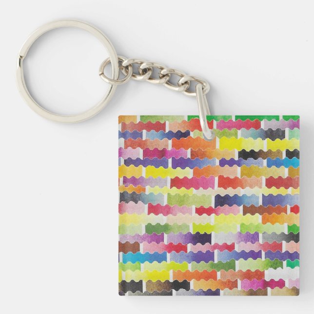 wavy watercolor swatches keychain (Front)