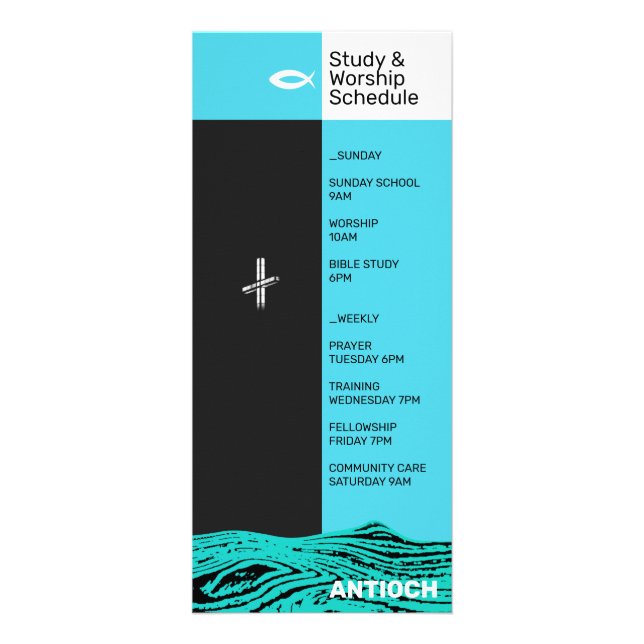 Wavy Waters Jesus Fish Ministry Info Rack Card (Front)