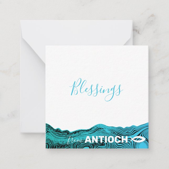 Wavy Waters Jesus Fish Note Card (Front)