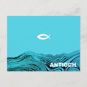 Wavy Waters Jesus Fish Postcard