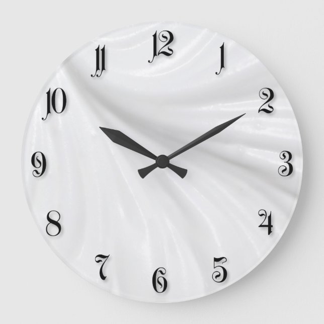 Wavy white cream background large clock (Front)