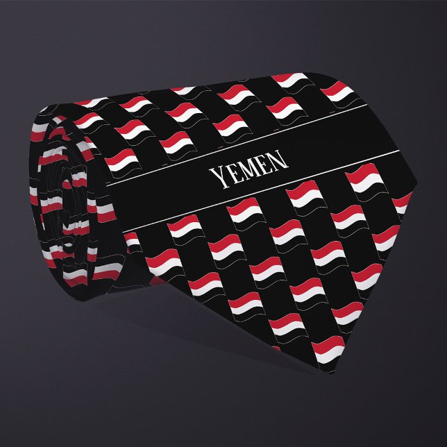 Wavy Yemen Flag Pattern  Neck Tie (Creator Uploaded)