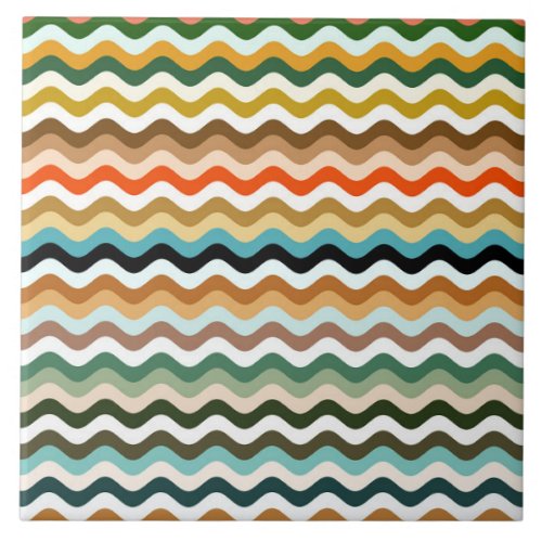 Wavy Zigzag Multicolor Pattern Ceramic Tile