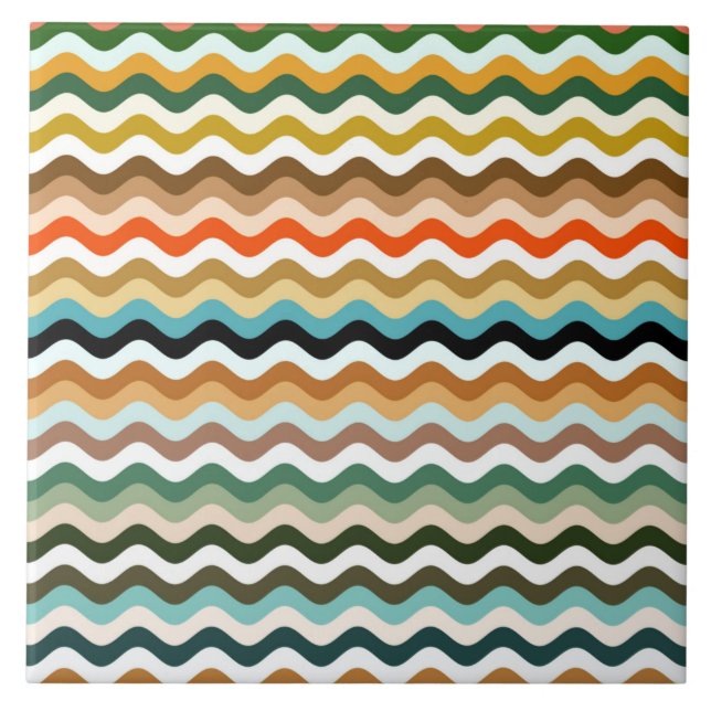 Wavy Zigzag Multicolor Pattern Ceramic Tile (Front)