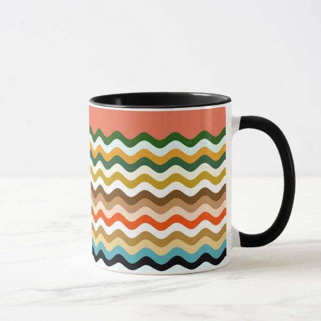 Wavy Zigzag Multicolor Pattern Mug (Right)